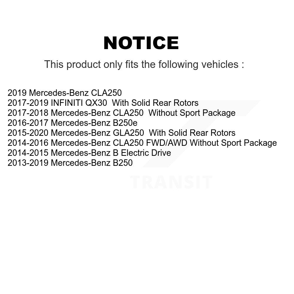 Rear Brake Rotor Semi-Metallic Pad Kit For Mercedes-Benz GLA250 CLA250 B250 INFINITI QX30 K8A-100691