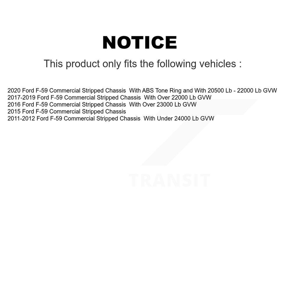 Rear Disc Brake Rotor And Semi-Metallic Pad Kit For Ford F-59 Commercial Stripped Chassis K8A-100731