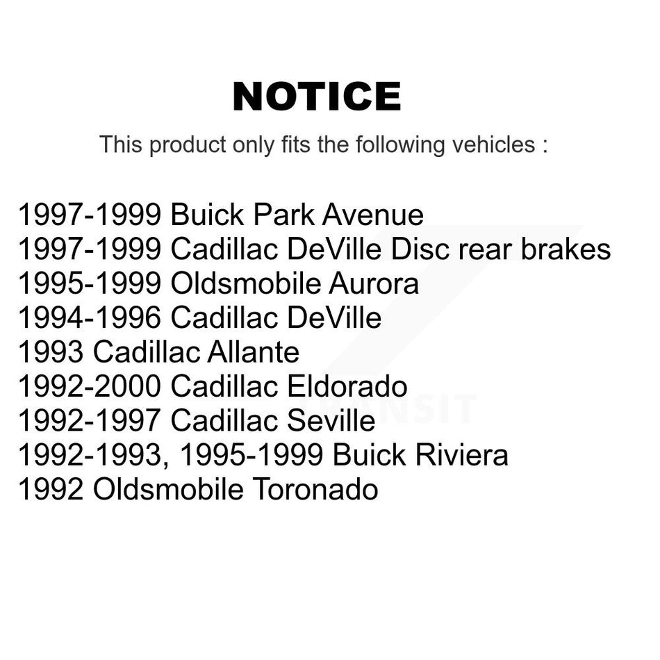 Rear Brake Rotor & Semi-Metallic Pad Kit For Cadillac DeVille Buick Eldorado Seville Park K8A-100741