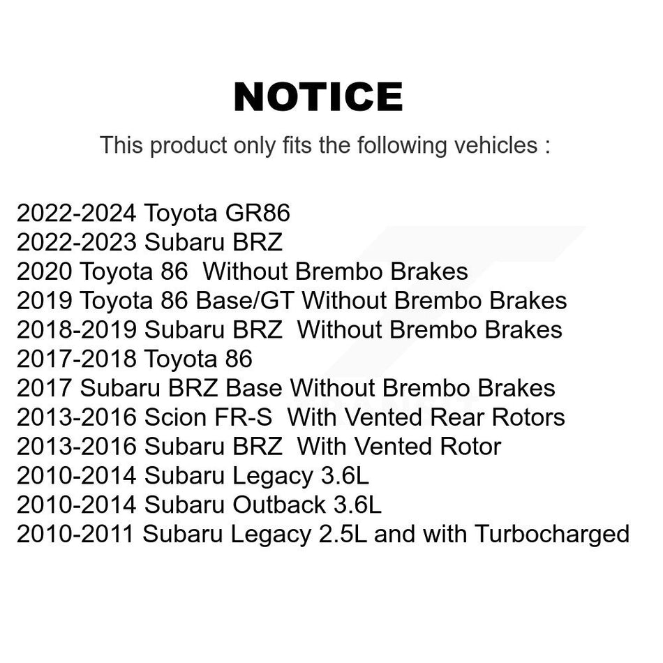 Rear Brake Rotors Ceramic Pad Kit For Subaru Outback Legacy BRZ Scion FR-S Toyota GR86 86 K8A-100824