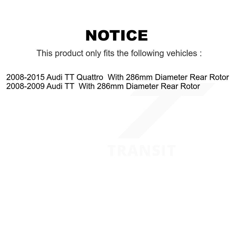 Rear Disc Brake Rotors Ceramic Pad Kit For Audi TT Quattro With 286mm Diameter Rotor K8A-100917