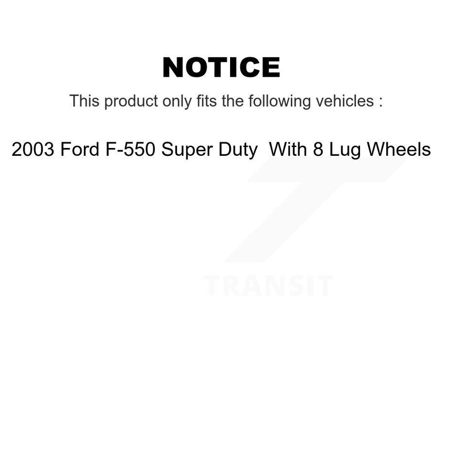 Rear Brake Rotor & Semi-Metallic Pad Kit For 2003 Ford F-550 Super Duty With 8 Lug Wheels K8A-100956