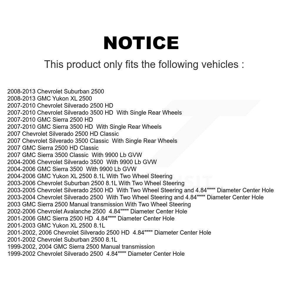 Rear Brake Rotor Semi-Metallic Pad Kit For Chevrolet GMC Sierra 2500 HD Silverado 3500 XL K8A-100988