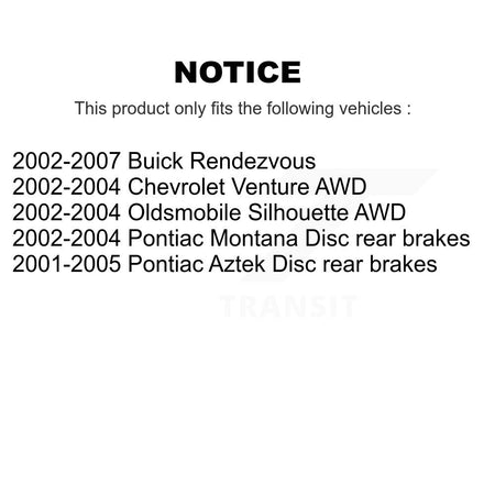 Rear Brake Rotor & Ceramic Pad Kit For Buick Rendezvous Pontiac Montana Chevrolet Venture K8A-101188