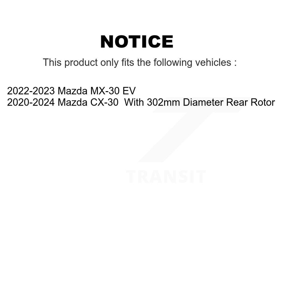 Rear Disc Brake Rotors And Ceramic Pads Kit For Mazda CX-30 MX-30 EV K8A-101247