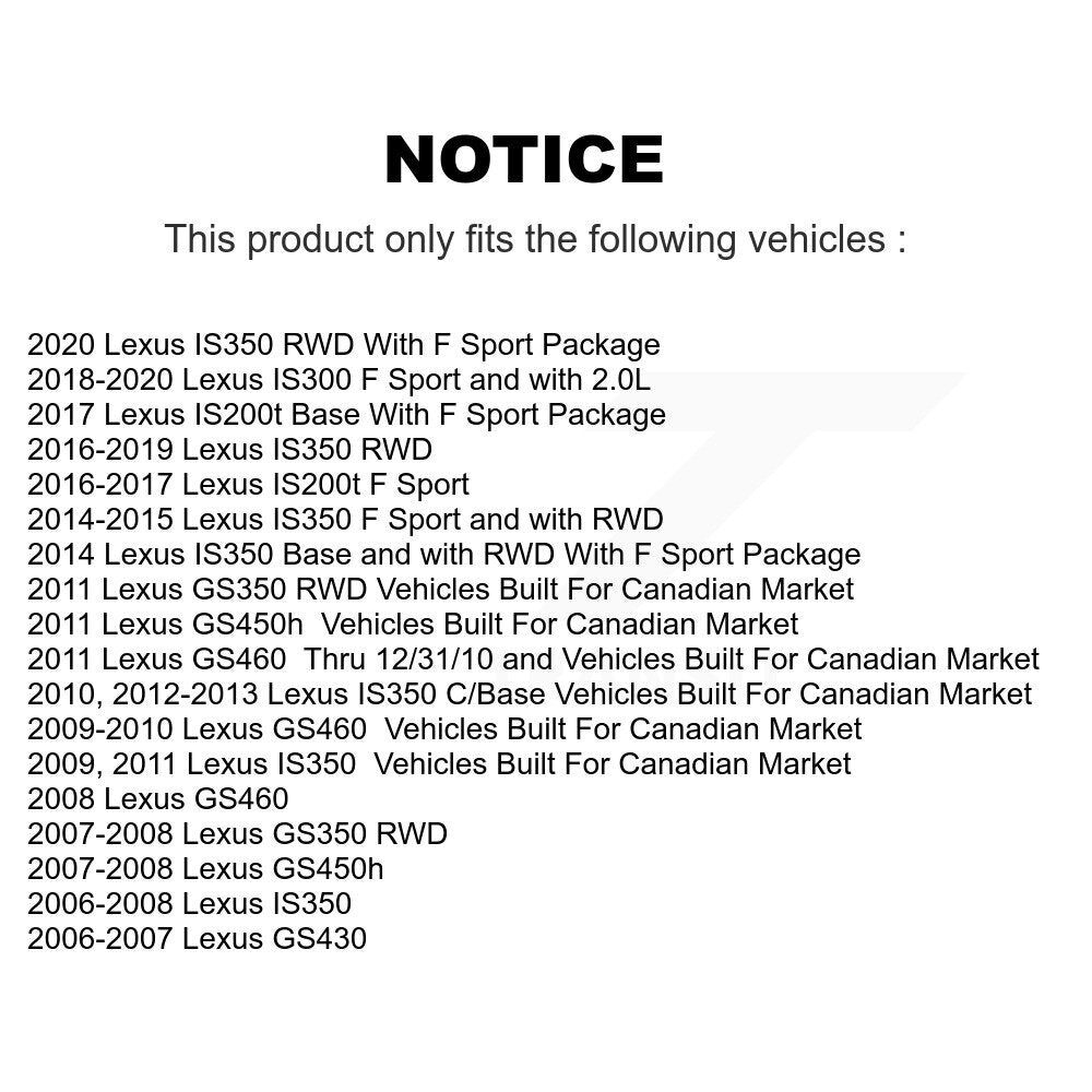 Front Brake Rotor & Semi-Metallic Pad Kit For Lexus IS350 IS300 GS350 GS450h IS200t GS430 K8A-101261