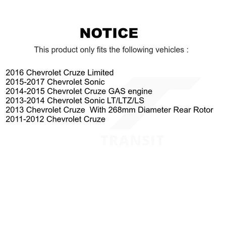 Front Rear Ceramic Pads And Disc Brake Rotors Kit For Chevrolet Cruze Sonic Limited K8A-101390