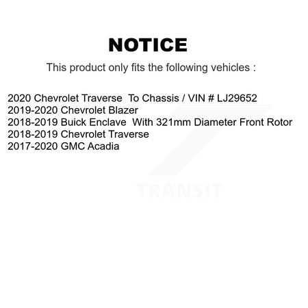 Front Rear Ceramic Pad And Brake Rotor Kit For Chevrolet Traverse GMC Acadia Blazer Buick K8A-101413