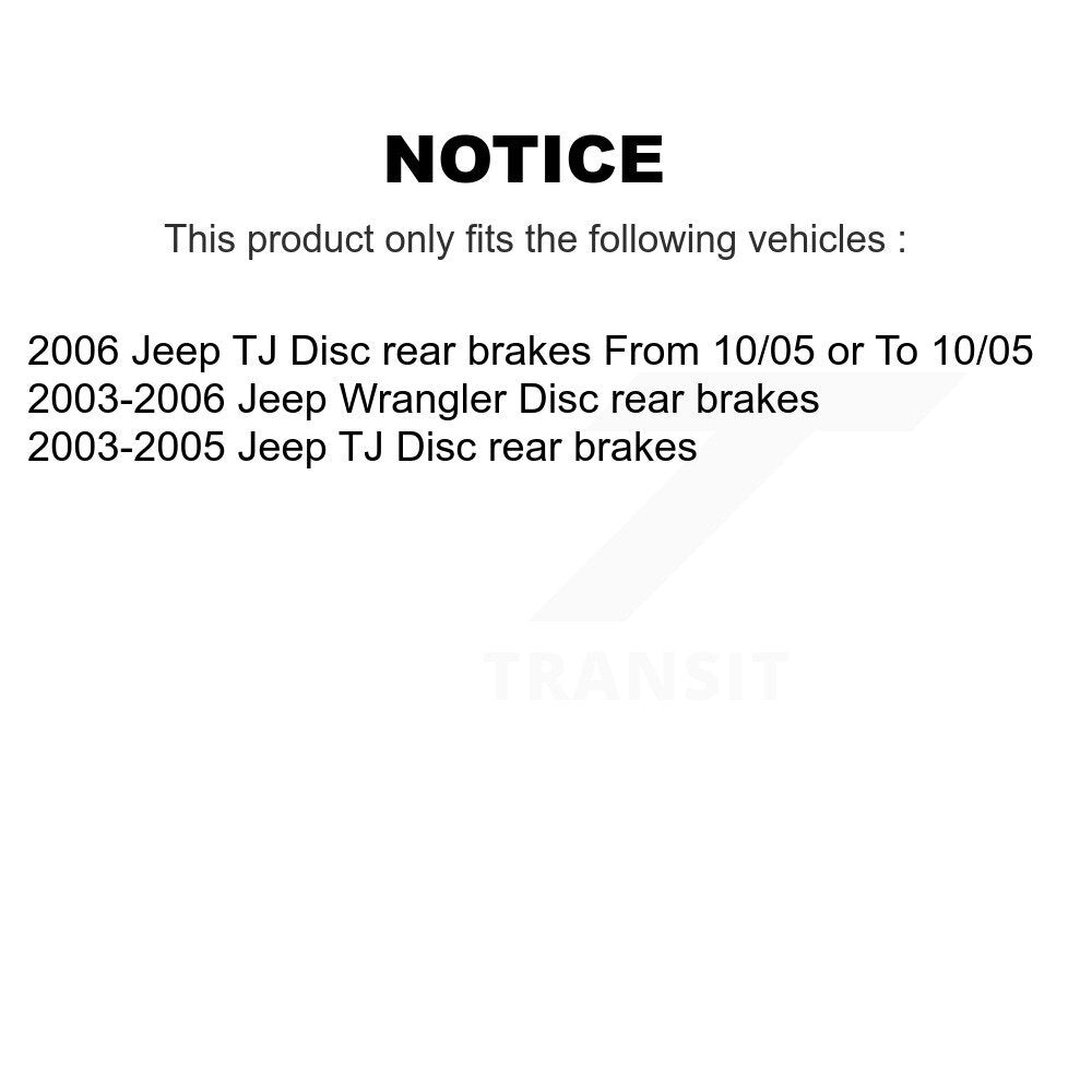 Front Rear Semi-Metallic Pad & Disc Brake Rotor Kit For Jeep Wrangler TJ rear brakes K8A-101775
