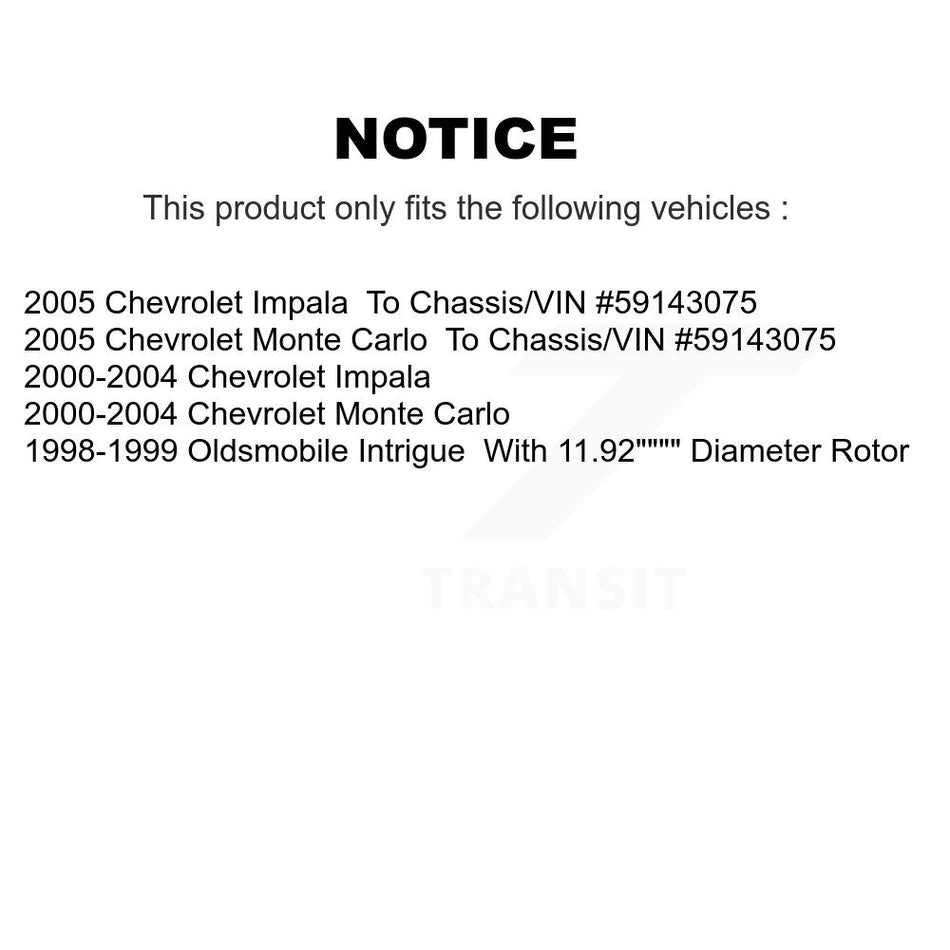 Front Rear Ceramic Pad & Disc Brake Rotor Kit For Chevrolet Impala Monte Carlo Oldsmobile K8A-101883