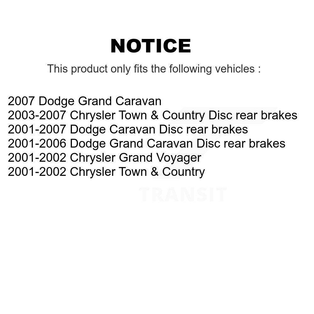 Front Rear Semi-Metallic Pad Disc Brake Rotor Kit For Dodge Grand Caravan Chrysler Town & K8A-102163