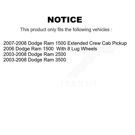 Front Rear Semi-Metallic Pads And Disc Brake Rotors Kit For Dodge Ram 1500 3500 2500 K8A-102178