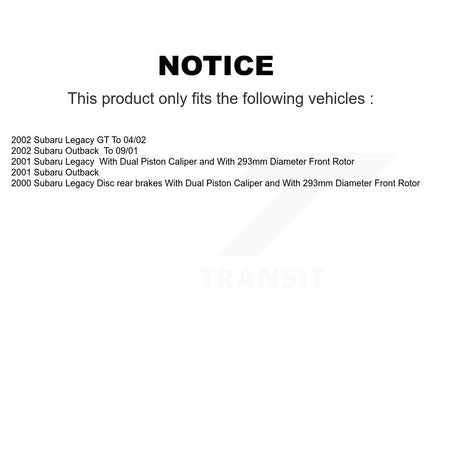 Front Ceramic Rear Semi-Metallic Pads And Disc Brake Rotors Kit For Subaru Outback Legacy K8A-102268
