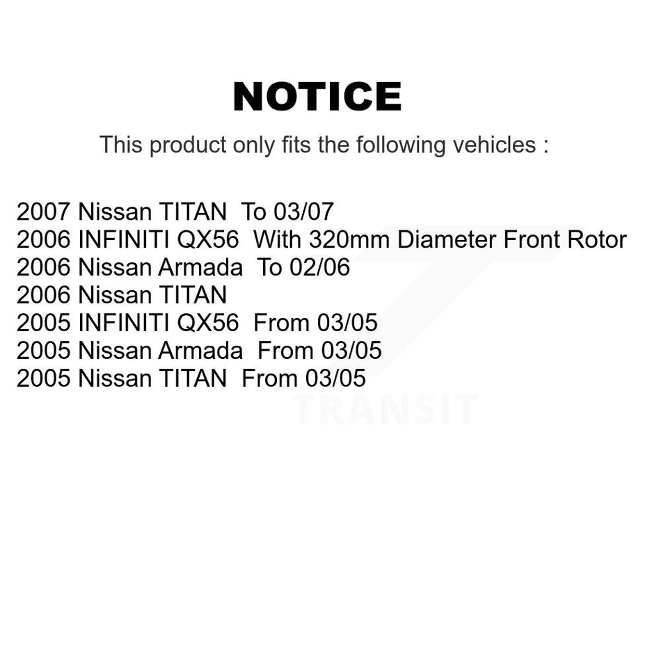 Front Rear Ceramic Pads And Disc Brake Rotors Kit For Nissan TITAN INFINITI QX56 Armada K8A-102471