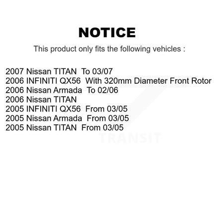Front Rear Ceramic Pads And Disc Brake Rotors Kit For Nissan TITAN INFINITI QX56 Armada K8A-102472