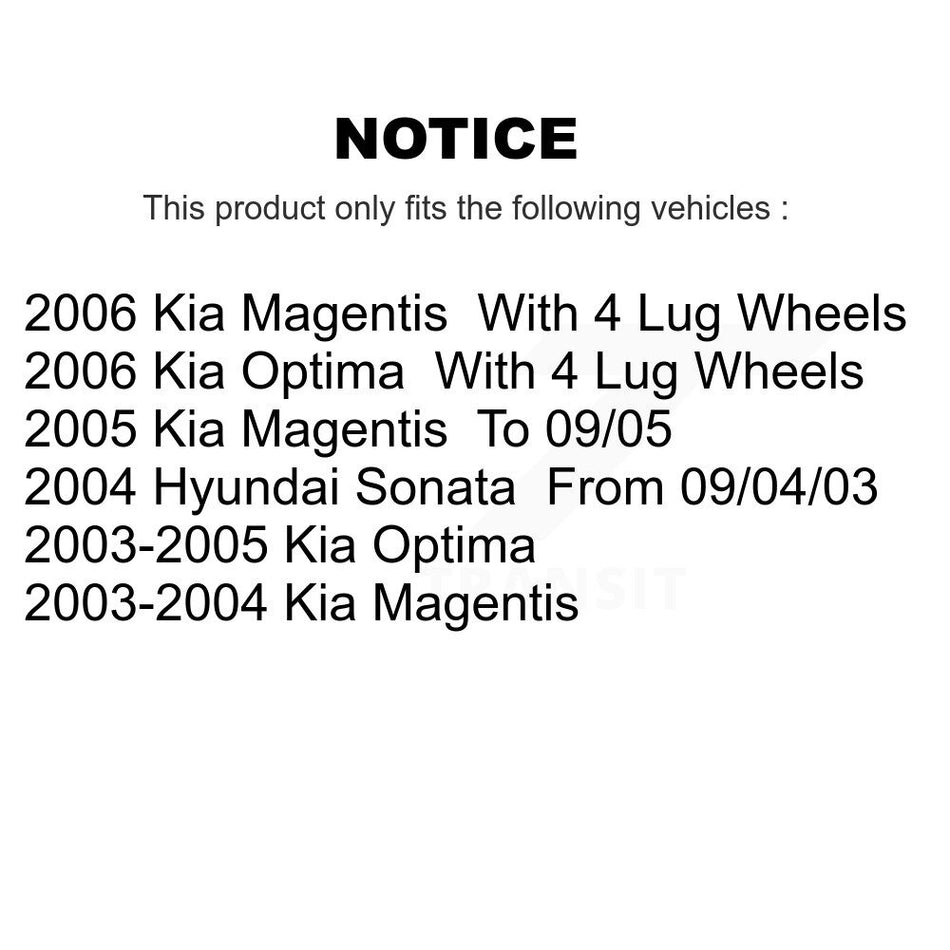 Front Rear Ceramic Pads And Disc Brake Rotors Kit For Hyundai Sonata Kia Optima Magentis K8A-102496
