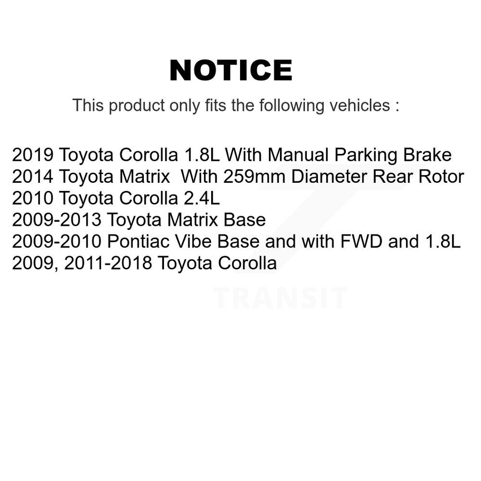 Front Rear Ceramic Pads And Disc Brake Rotors Kit For Toyota Corolla Matrix Pontiac Vibe K8A-102974