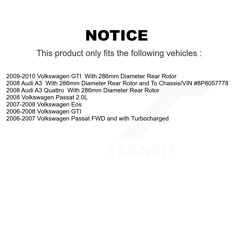 Front Semi-Metallic Rear Ceramic Pad & Brake Rotor Kit For Volkswagen GTI Passat Eos Audi K8A-103450