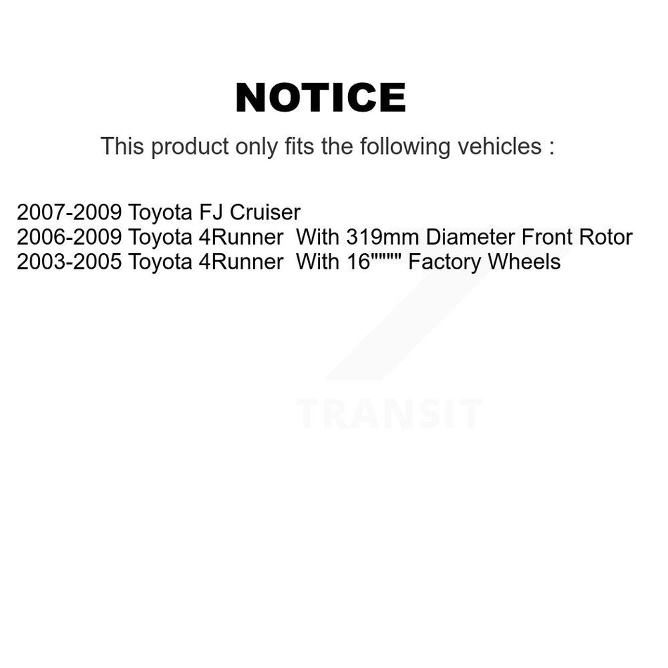 Front Ceramic Rear Semi-Metallic Pad & Disc Brake Rotor Kit For Toyota 4Runner FJ Cruiser K8A-103690