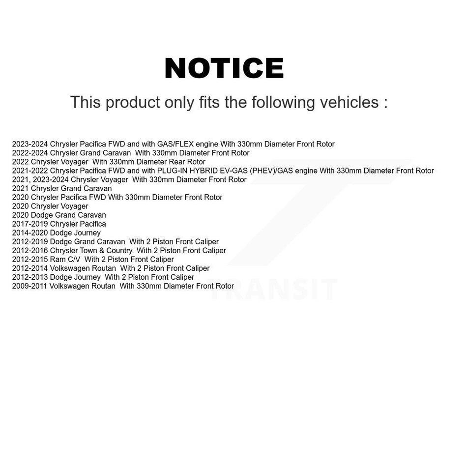 Front Brake Rotors Ceramic Pad Kit For Dodge Grand Caravan Journey Chrysler Pacifica Town K8A-103775