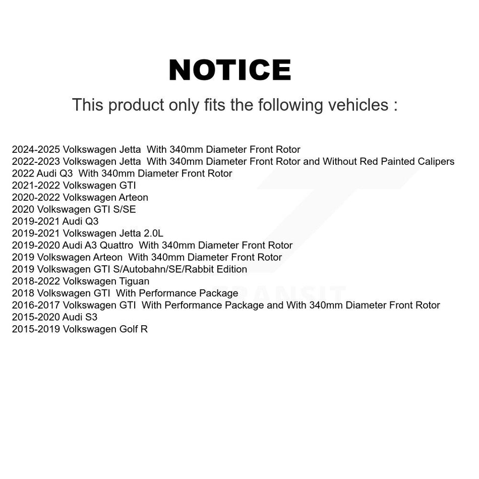 Front Brake Rotor & Ceramic Pad Kit For Volkswagen Tiguan Jetta Audi Q3 GTI Golf R Arteon K8A-103778