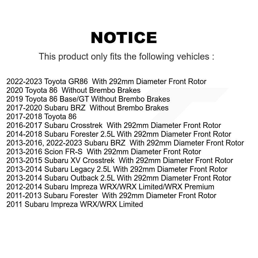 Front Brake Rotor Ceramic Pad Kit For Subaru Forester Impreza XV Crosstrek Outback BRZ 86 K8A-103786