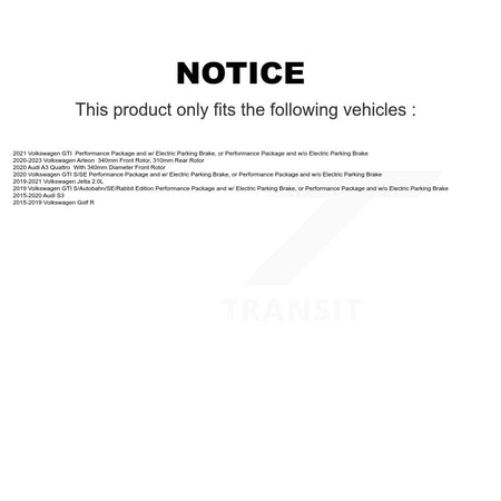 Front Disc Brake Rotor Ceramic Pad Kit For Volkswagen Jetta Golf R GTI Audi S3 A3 Quattro K8A-103961