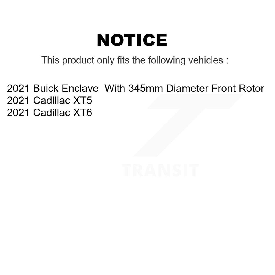 Front Disc Brake Rotors And Ceramic Pads Kit For 2021 Cadillac XT5 Buick Enclave XT6 K8A-103985