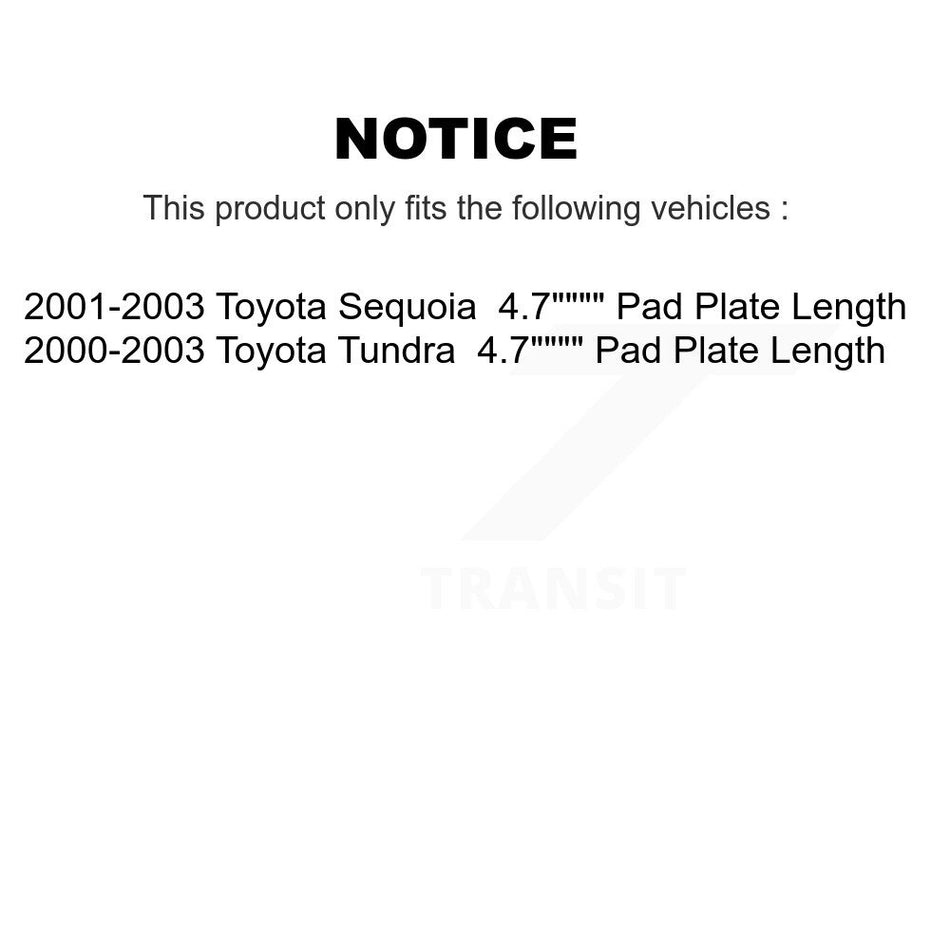 Front Disc Brake Rotor & Ceramic Pad Kit For Toyota Tundra Sequoia 4.7" Pads Plate Length K8A-104074