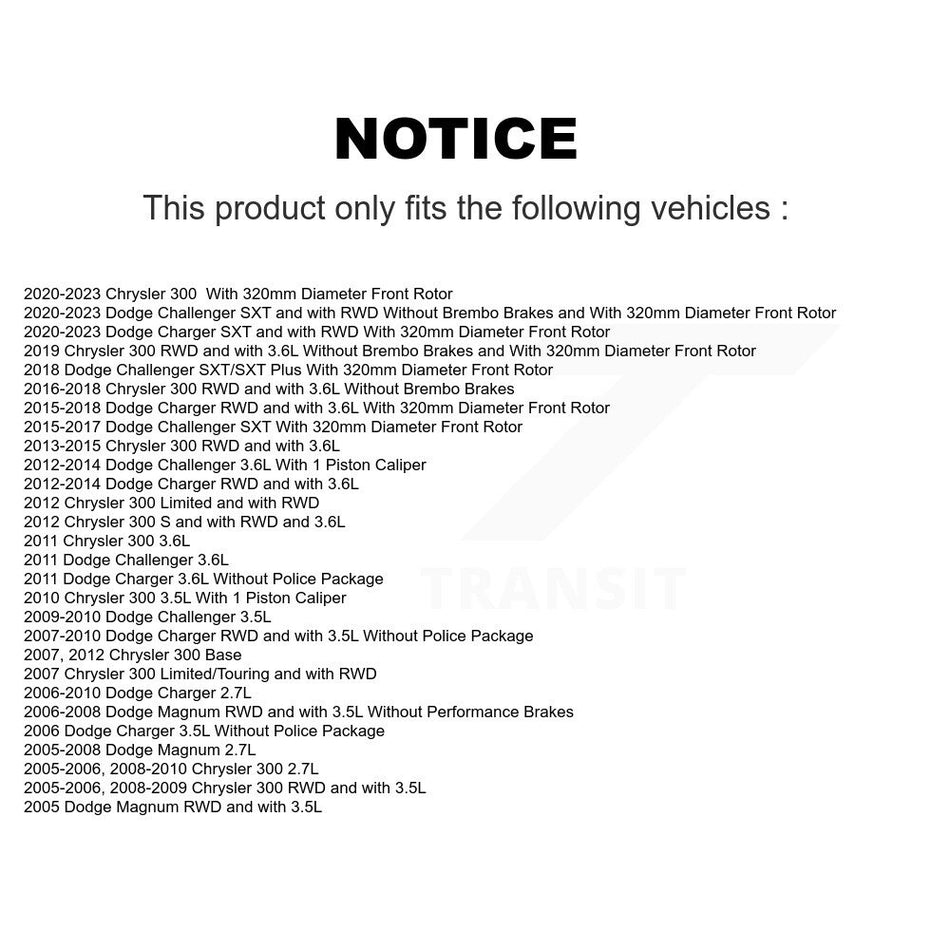 Front Disc Brake Rotor & Ceramic Pad Kit For Dodge Chrysler 300 Charger Challenger Magnum K8A-104204