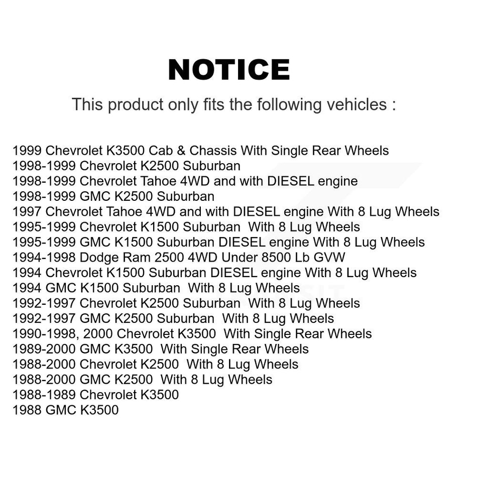 Front Disc Brake Rotor Semi-Metallic Pad Kit For K2500 Chevrolet GMC Dodge Ram 2500 K3500 K8A-104358