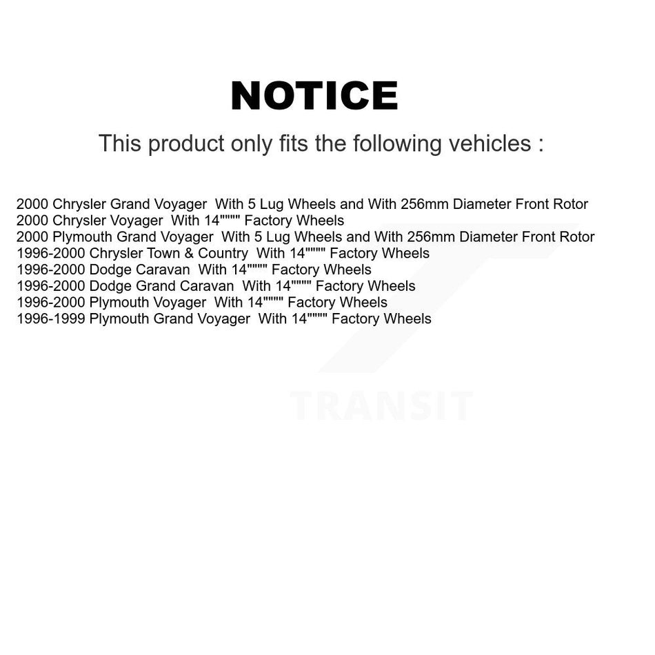 Front Brake Rotor Semi-Metallic Pad Kit For Dodge Caravan Grand Plymouth Voyager Chrysler K8A-104365