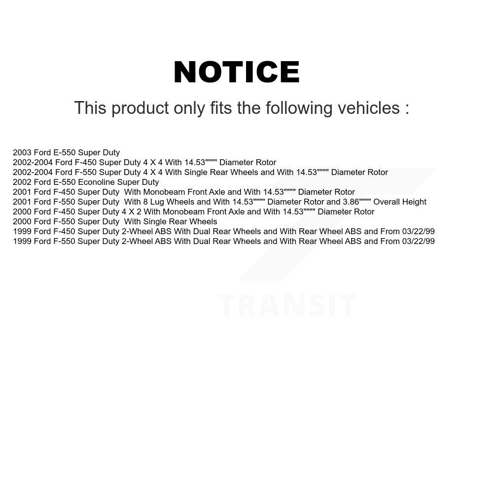 Front Brake Rotor & Semi-Metallic Pad Kit For Ford E-550 Super Duty F-450 F-550 Econoline K8A-104527