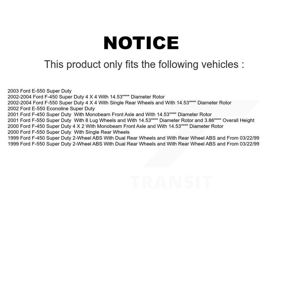Front Brake Rotor & Semi-Metallic Pad Kit For Ford E-550 Super Duty F-450 F-550 Econoline K8A-104527