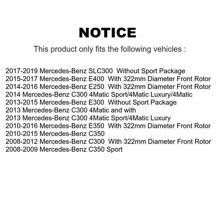 Front Brake Rotor & Semi-Metallic Pad Kit For Mercedes-Benz C300 E350 C350 E400 E250 E300 K8A-104531