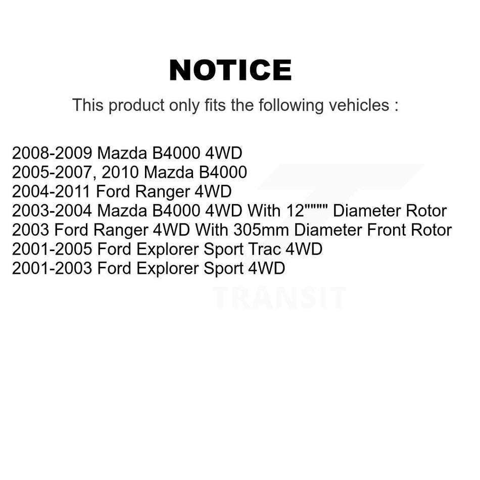 Front Disc Brake Rotors & Ceramic Pad Kit For Ford Ranger Mazda B4000 Explorer Sport Trac K8A-104538