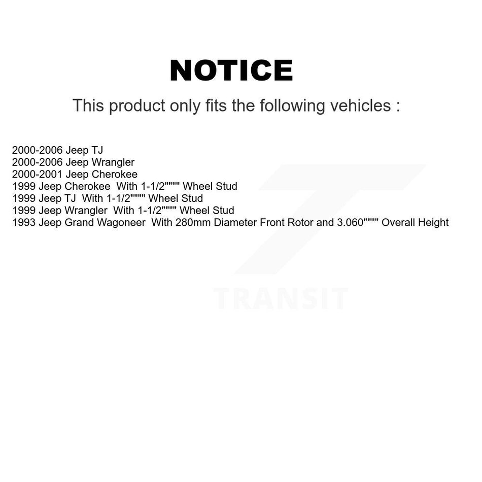 Front Disc Brake Rotor Semi-Metallic Pad Kit For Jeep Wrangler Cherokee Grand Wagoneer TJ K8A-104699