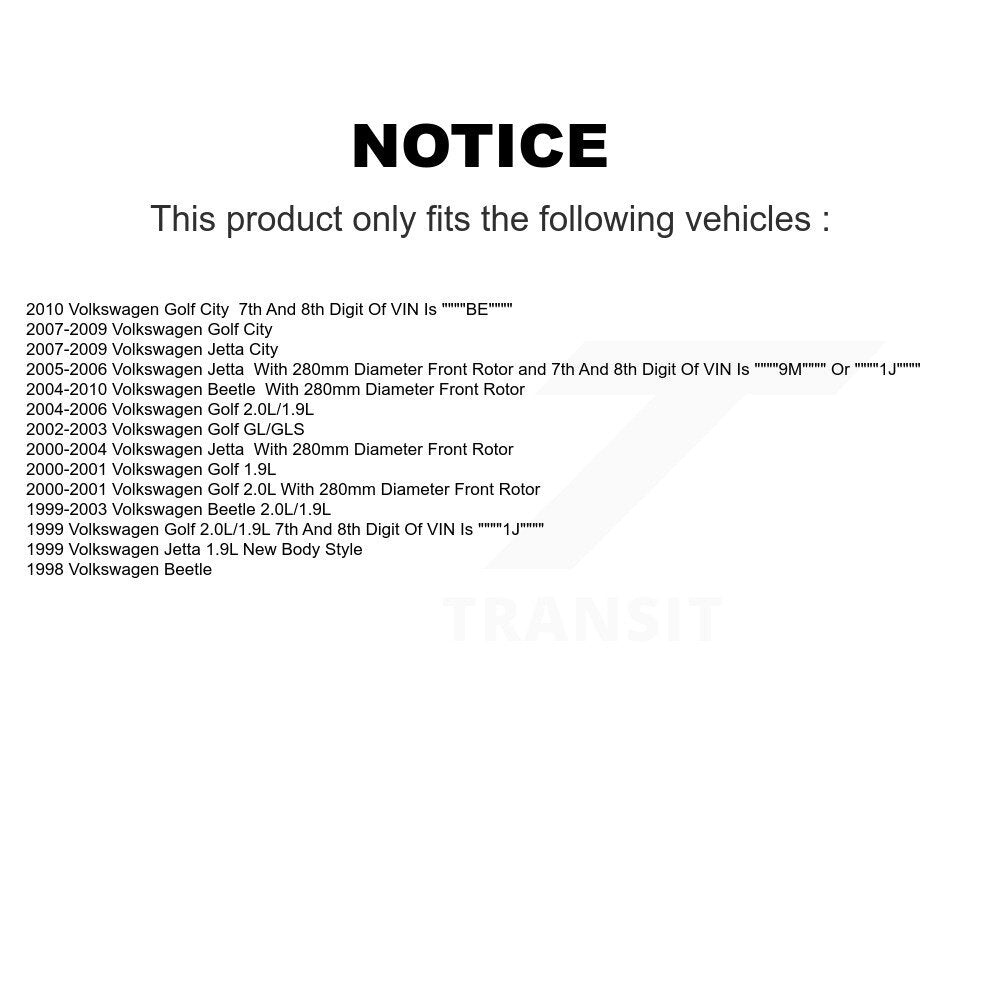 Front Disc Brake Rotors And Semi-Metallic Pads Kit For Volkswagen Jetta Golf Beetle City K8A-104728