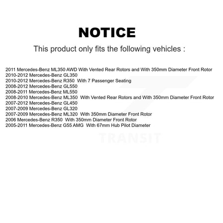 Front Brake Rotors & Semi-Metallic Pad Kit For Mercedes-Benz ML350 ML320 GL350 R350 GL320 K8A-104781