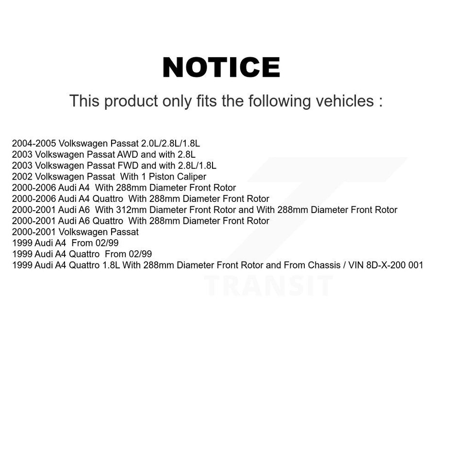 Front Disc Brake Rotor And Semi-Metallic Pad Kit For Audi A4 Quattro Volkswagen Passat A6 K8A-104787