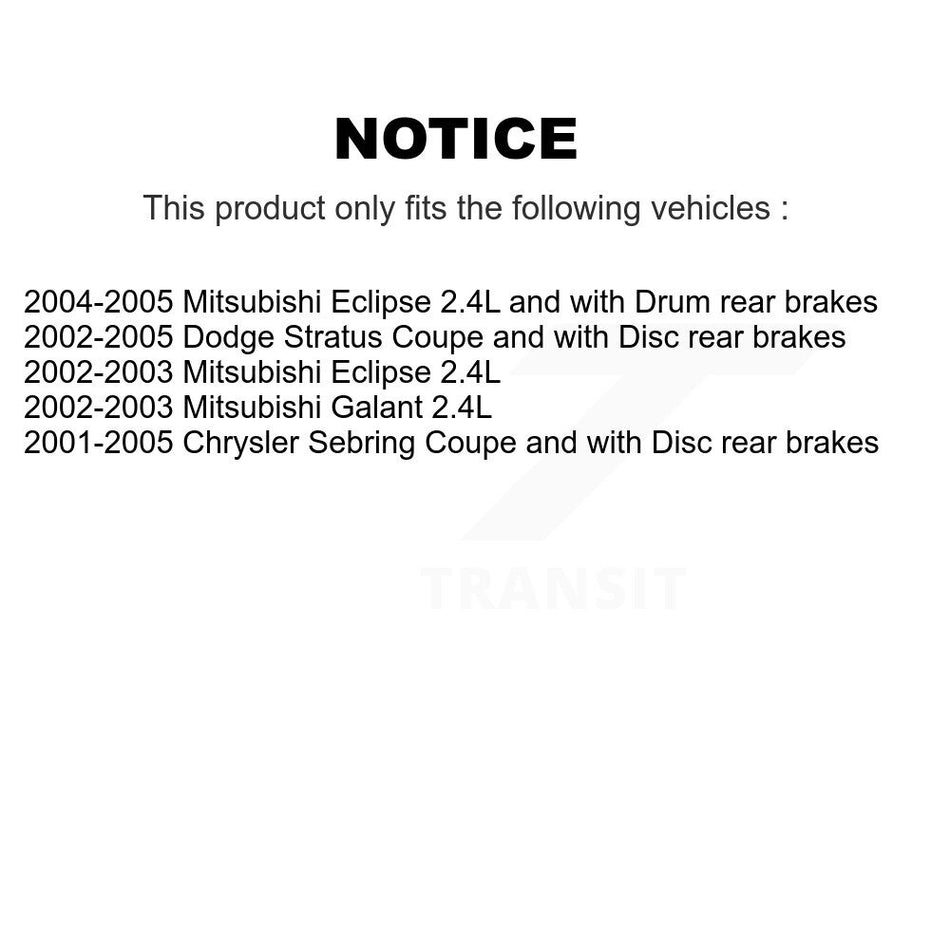Front Rear Brake Rotor Ceramic Pad Drum Kit For Chrysler Sebring Mitsubishi Eclipse Dodge K8A-104911