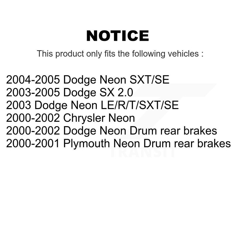 Front Rear Brake Rotor Semi-Metallic Pad Drum Kit For Neon Dodge Chrysler Plymouth SX 2.0 K8A-105064
