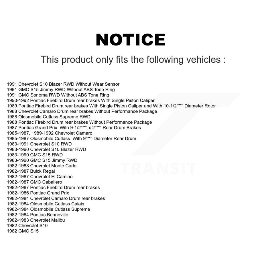 Front Rear Brake Rotor Semi-Metallic Pad & Drum Kit For Chevrolet Camaro Pontiac Firebird K8A-105402