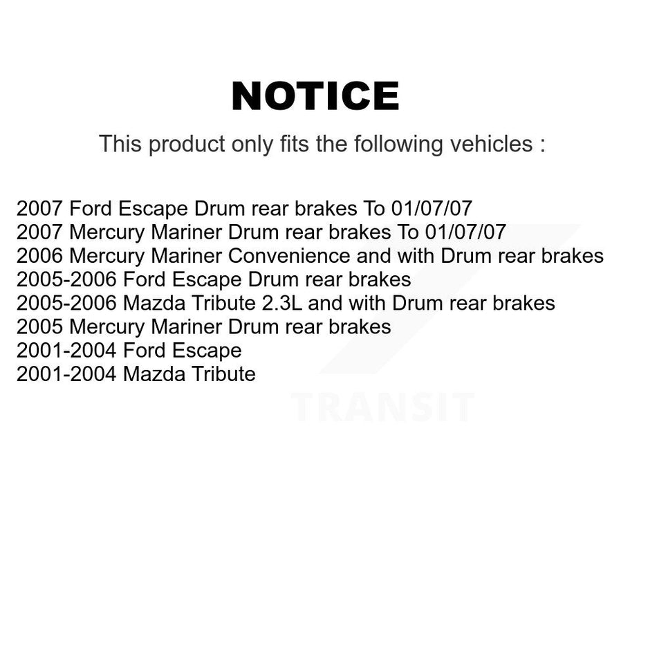 Front Rear Brake Rotor Semi-Metallic Pad And Drum Kit (9Pc) For Ford Escape Mazda Tribute K8A-105487