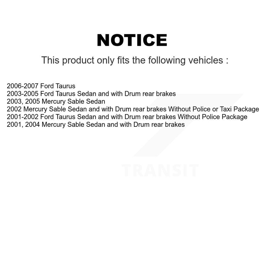 Front Rear Disc Brake Rotors Ceramic Pad And Drum Kit (9Pc) For Ford Taurus Mercury Sable K8A-105560