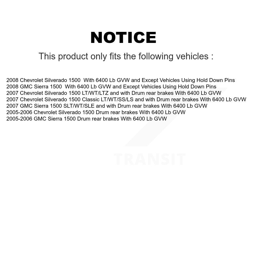 Front Rear Brake Rotor Ceramic Pad Drum Kit (9Pc) For Chevrolet Silverado 1500 GMC Sierra K8A-105576