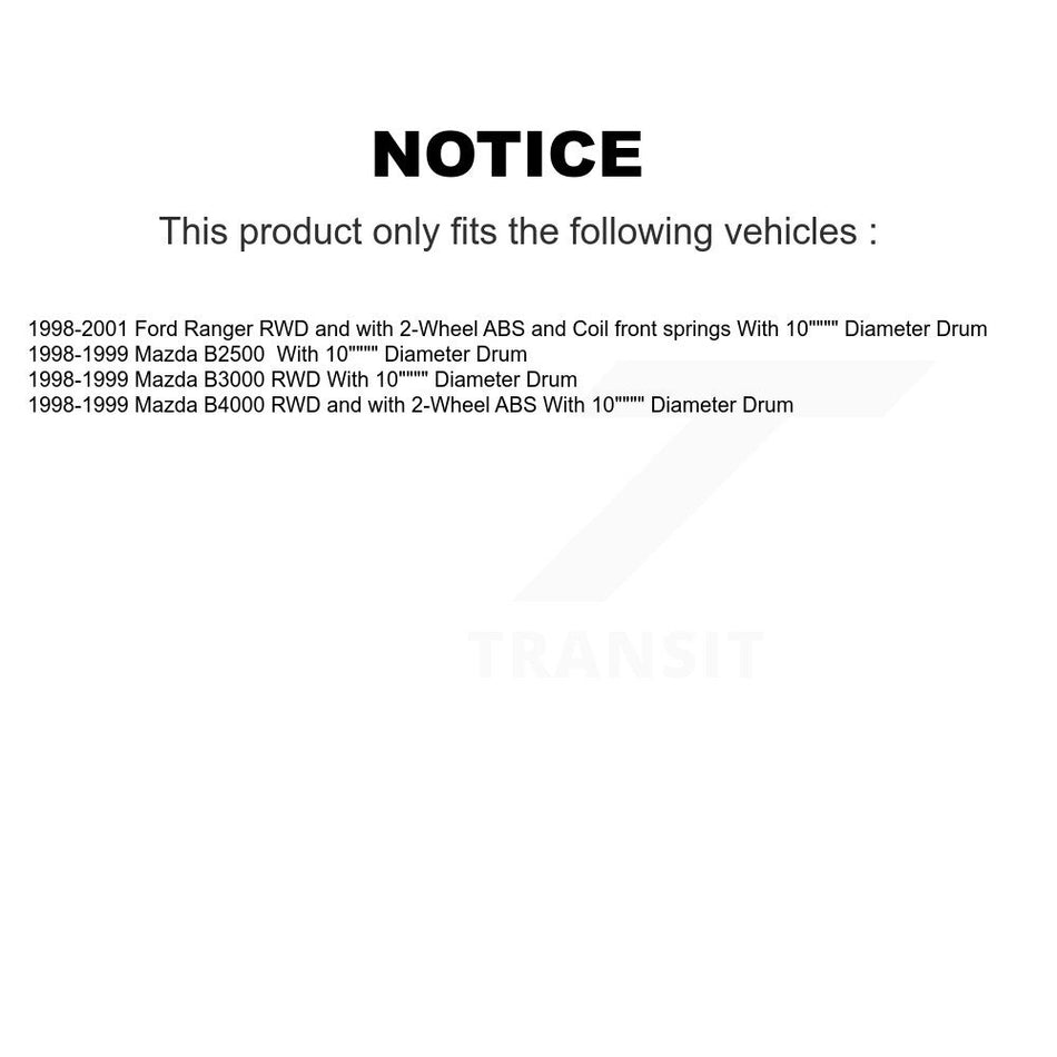 Front Rear Brake Rotor Semi-Metallic Pad Drum Kit (9Pc) For Ford Ranger Mazda B4000 B3000 K8A-105658