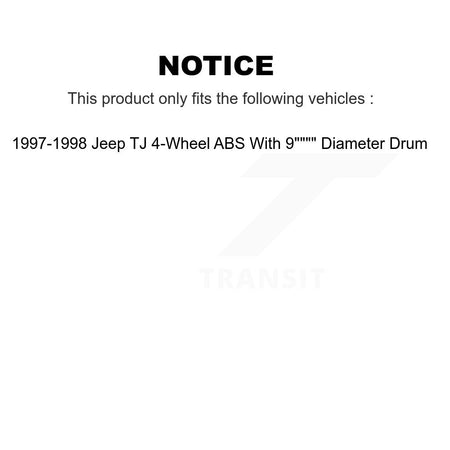 Front Rear Brake Rotor Semi-Metallic Pad Drum Kit (9Pc) For Jeep TJ With 9" Diameter K8A-105716