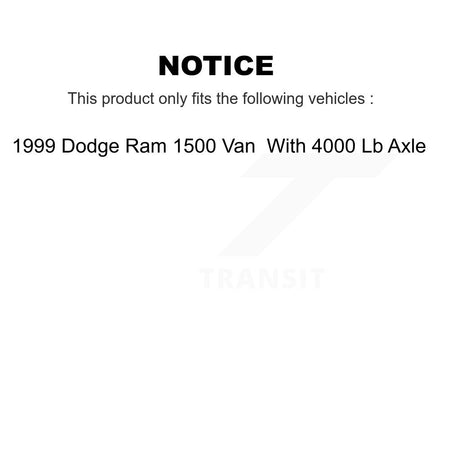Front Brake Rotor Hub Semi-Metallic Pad Kit For 1999 Dodge Ram 1500 Van With 4000 Lb Axle K8A-105790