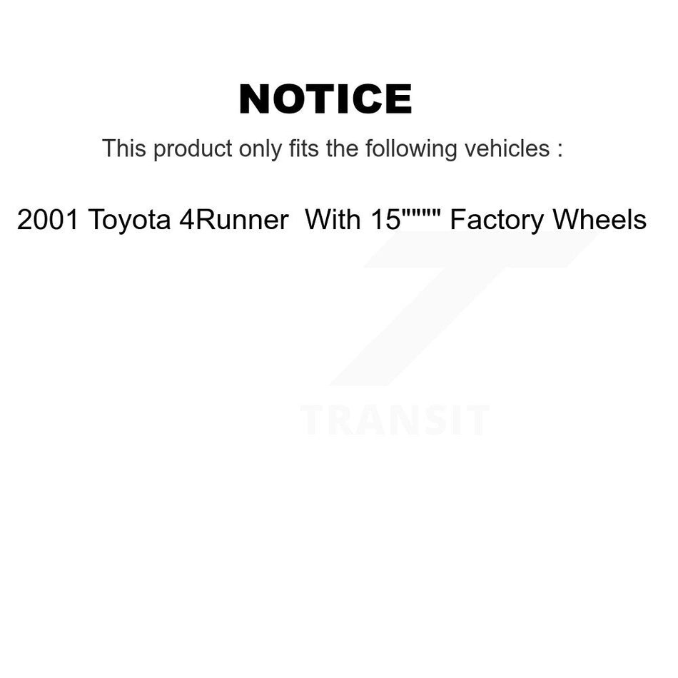 Front Rear Brake Rotor Ceramic Pad Drum Kit For 01 Toyota 4Runner With 15" Factory Wheels K8A-105935